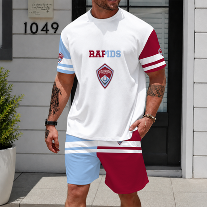 [FAN EXCLUSIVE] NEW CUSTOMIZED MLS26 CLR COLORADO RAPIDS UNISEX T-SHIRT & SHORTS SET