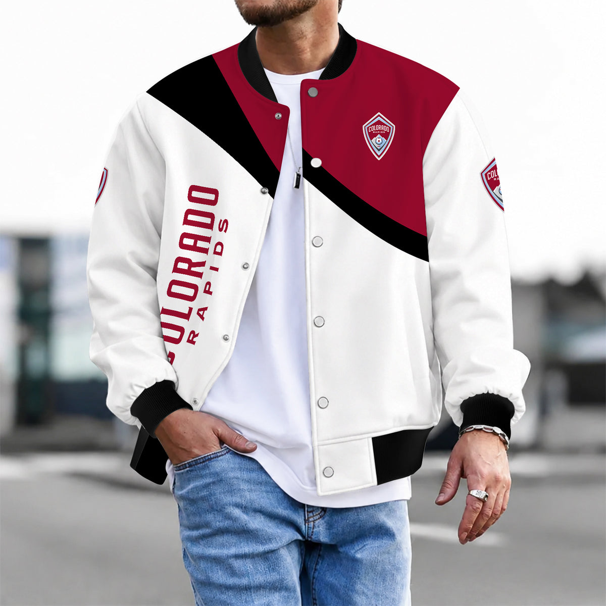 [FAN EXCLUSIVE] NEW CUSTOMIZED MLS26 CLR COLORADO RAPIDS BASEBALL JACKET & SATIN VARSITY JACKET