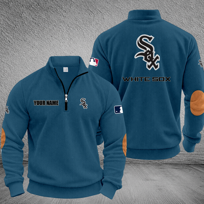 [FLASH SALE] NEW CUSTOMIZED MLB26 CWS CHICAGO WHITE SOX MULTICOLOR STRIPED QUATER ZIP SWEATSHIRT