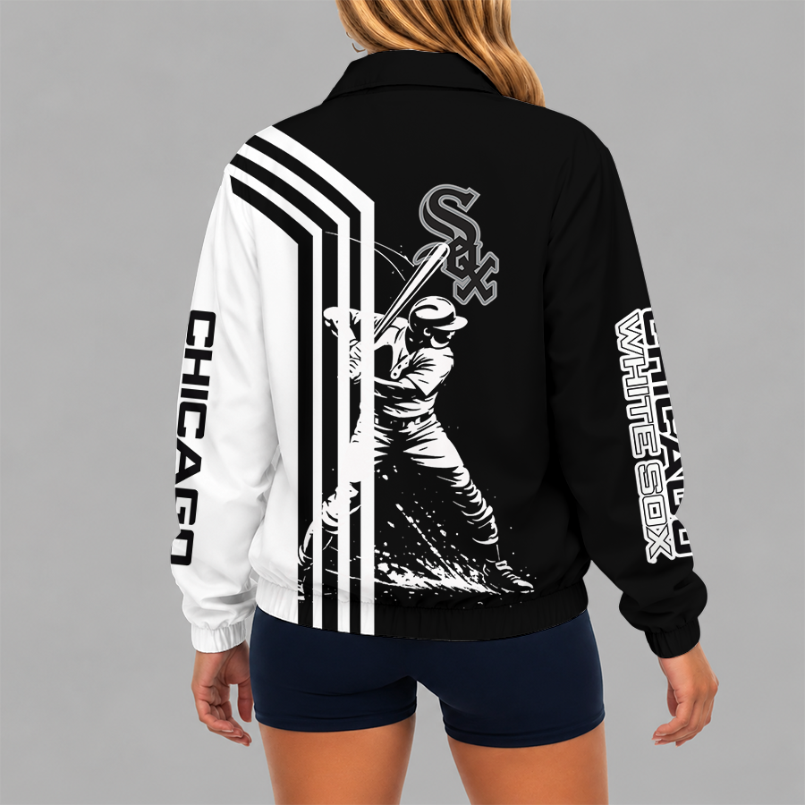 LIMITED EDITION - NEW CUSTOMIZED MLB26 CWS CHICAGO WHITE SOX V-NECK ZIPPER SWEATSHIRT JACKET
