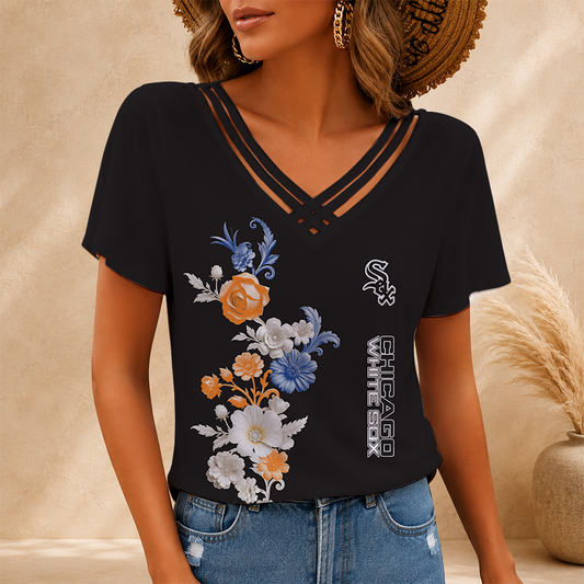 [FLASH SALE] NEW CUSTOMIZED MLB26 CWS CHICAGO WHITE SOX V-NECK SHIRT