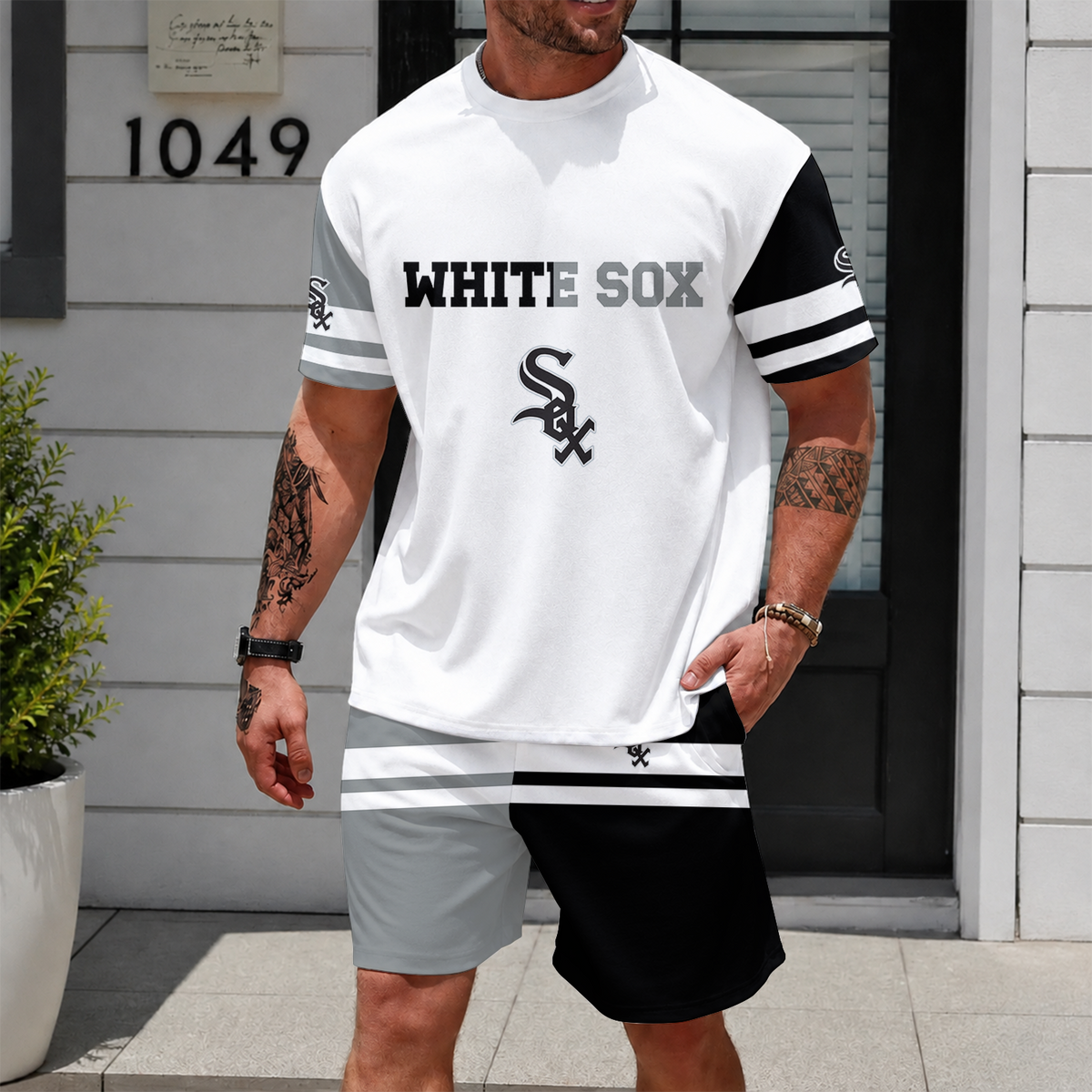 [FLASH SALE] NEW CUSTOMIZED MLB26 CWS CHICAGO WHITE SOX UNISEX T-SHIRT & SHORTS SET