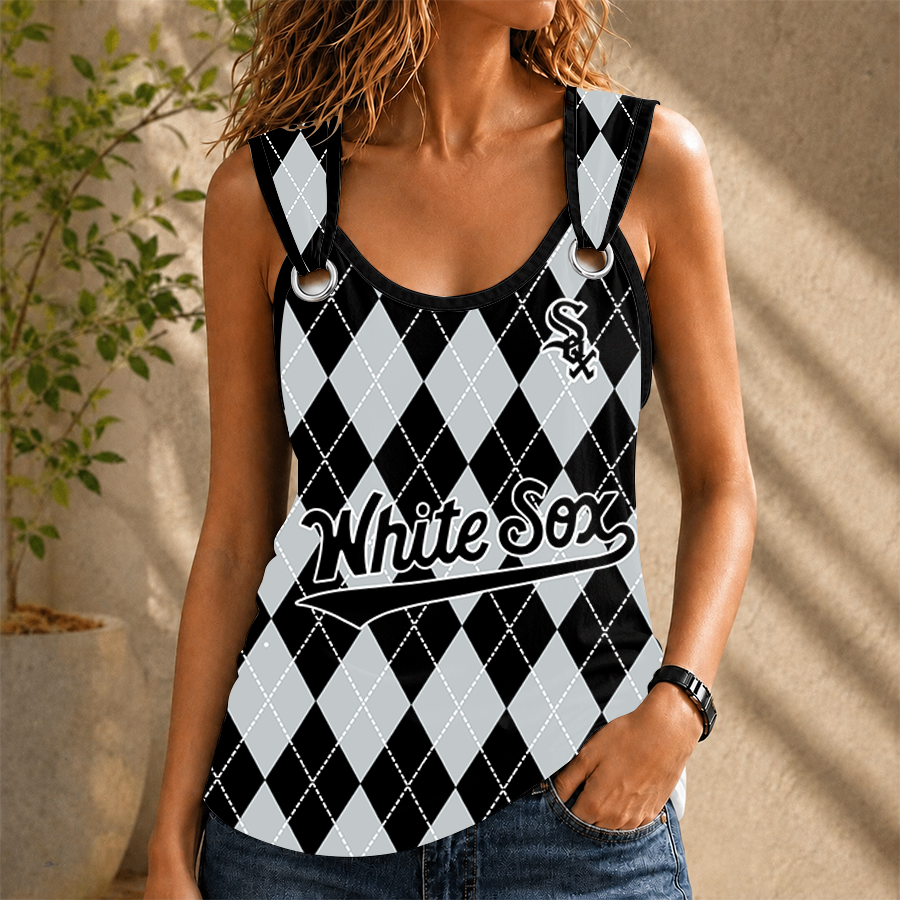 [FLASH SALE] NEW CUSTOMIZED MLB26 CWS CHICAGO WHITE SOX O-RING SHOULDER TANK TOP