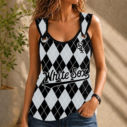 [FLASH SALE] NEW CUSTOMIZED MLB26 CWS CHICAGO WHITE SOX O-RING SHOULDER TANK TOP