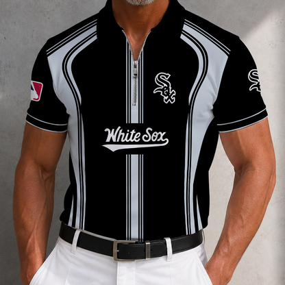 [FLASH SALE] NEW CUSTOMIZED MLB26 CWS CHICAGO WHITE SOX ZIP POLO SHIRT