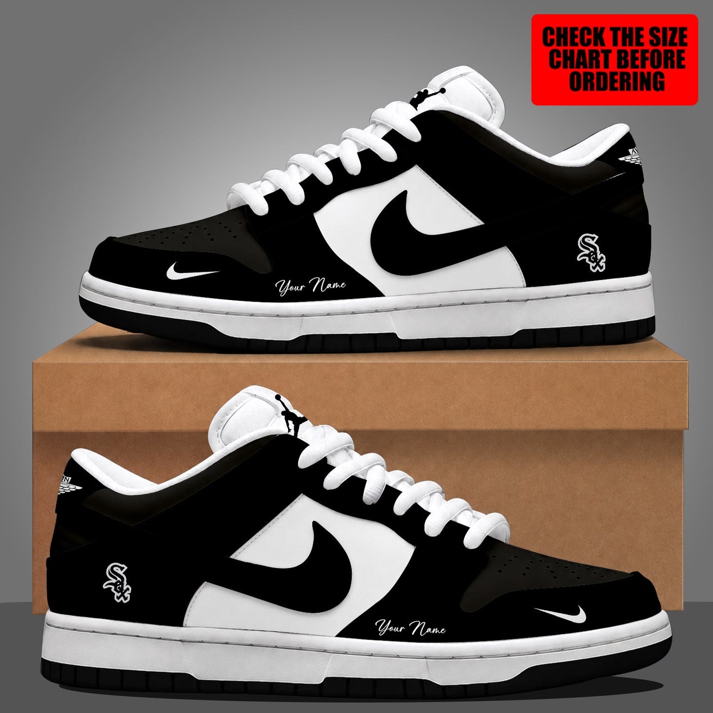 [FLASH SALE] NEW CUSTOMIZED MLB26 CWS CHICAGO WHITE SOX DUNK LOW SHOES