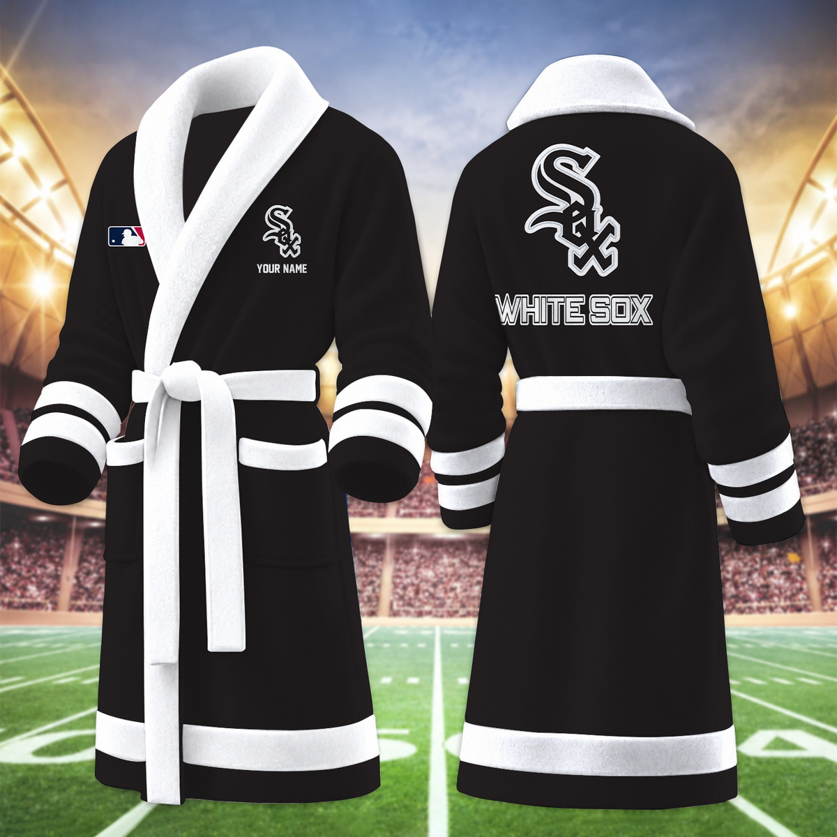 [FLASH SALE] NEW CUSTOMIZED MLB26 CWS CHICAGO WHITE SOX MULTICOLOR FLEECE BATHROBE
