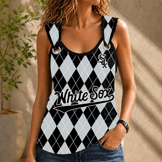 [FLASH SALE] NEW CUSTOMIZED MLB26 CWS CHICAGO KHAKI SOX O-RING SHOULDER TANK TOP