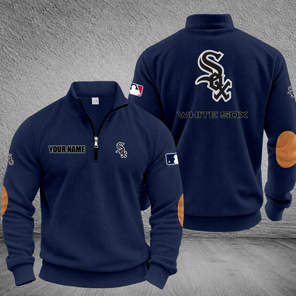 [FLASH SALE] NEW CUSTOMIZED MLB26 CWS CHICAGO WHITE SOX MULTICOLOR STRIPED QUATER ZIP SWEATSHIRT