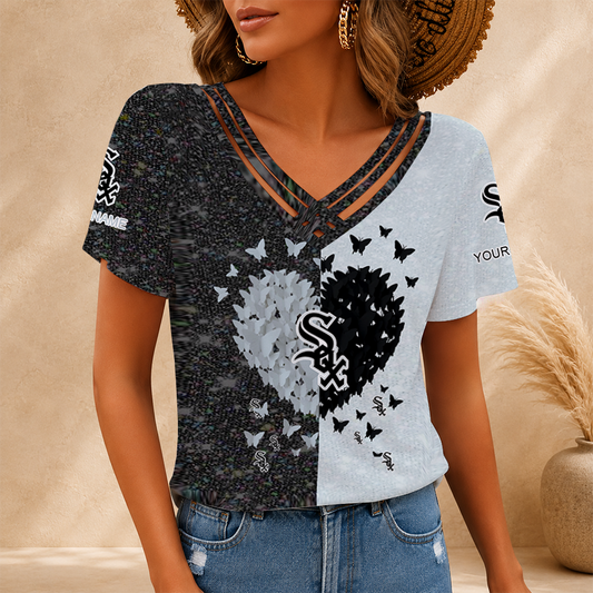 [FLASH SALE] NEW CUSTOMIZED MLB26 CWS CHICAGO WHITE SOX V-NECK SHIRT