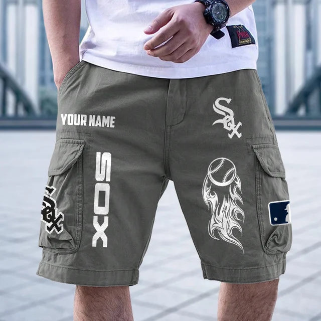 [FLASH SALE] NEW CUSTOMIZED MLB26 CWS CHICAGO WHITE SOX MEN'S CARGO SHORTS