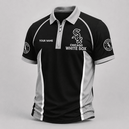 [FLASH SALE] NEW CUSTOMIZED MLB26 CWS CHICAGO WHITE SOX ZIP POLO SHIRT