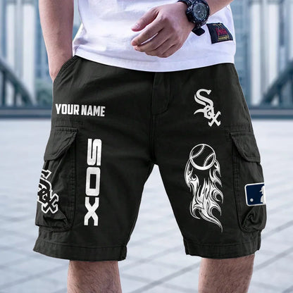 [FLASH SALE] NEW CUSTOMIZED MLB26 CWS CHICAGO WHITE SOX MEN'S CARGO SHORTS