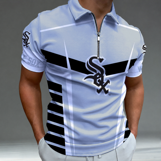 [FLASH SALE] NEW CUSTOMIZED MLB26 CWS CHICAGO WHITE SOX ZIP POLO SHIRT
