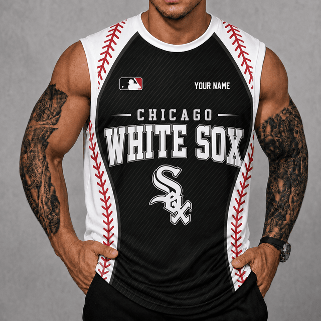 [FLASH SALE] NEW CUSTOMIZED MLB26 CWS CHICAGO WHITE SOX TANK TOP & GYM SHIRT