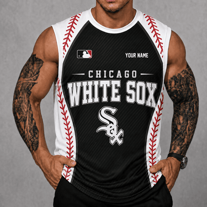 [FLASH SALE] NEW CUSTOMIZED MLB26 CWS CHICAGO WHITE SOX TANK TOP & GYM SHIRT