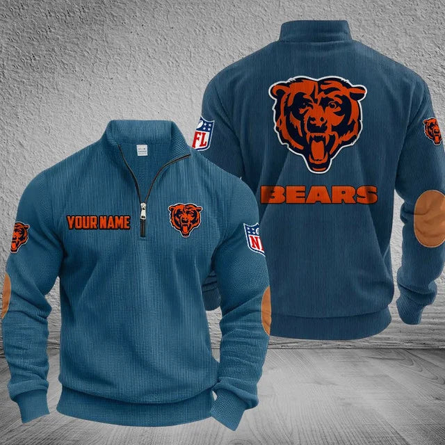 [SPECIAL OFFER] NEW CUSTOMIZED NFL26 CCB CHICAGO BEARS MULTICOLOR STRIPED QUATER ZIP SWEATSHIRT