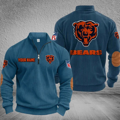 [SPECIAL OFFER] NEW CUSTOMIZED NFL26 CCB CHICAGO BEARS MULTICOLOR STRIPED QUATER ZIP SWEATSHIRT