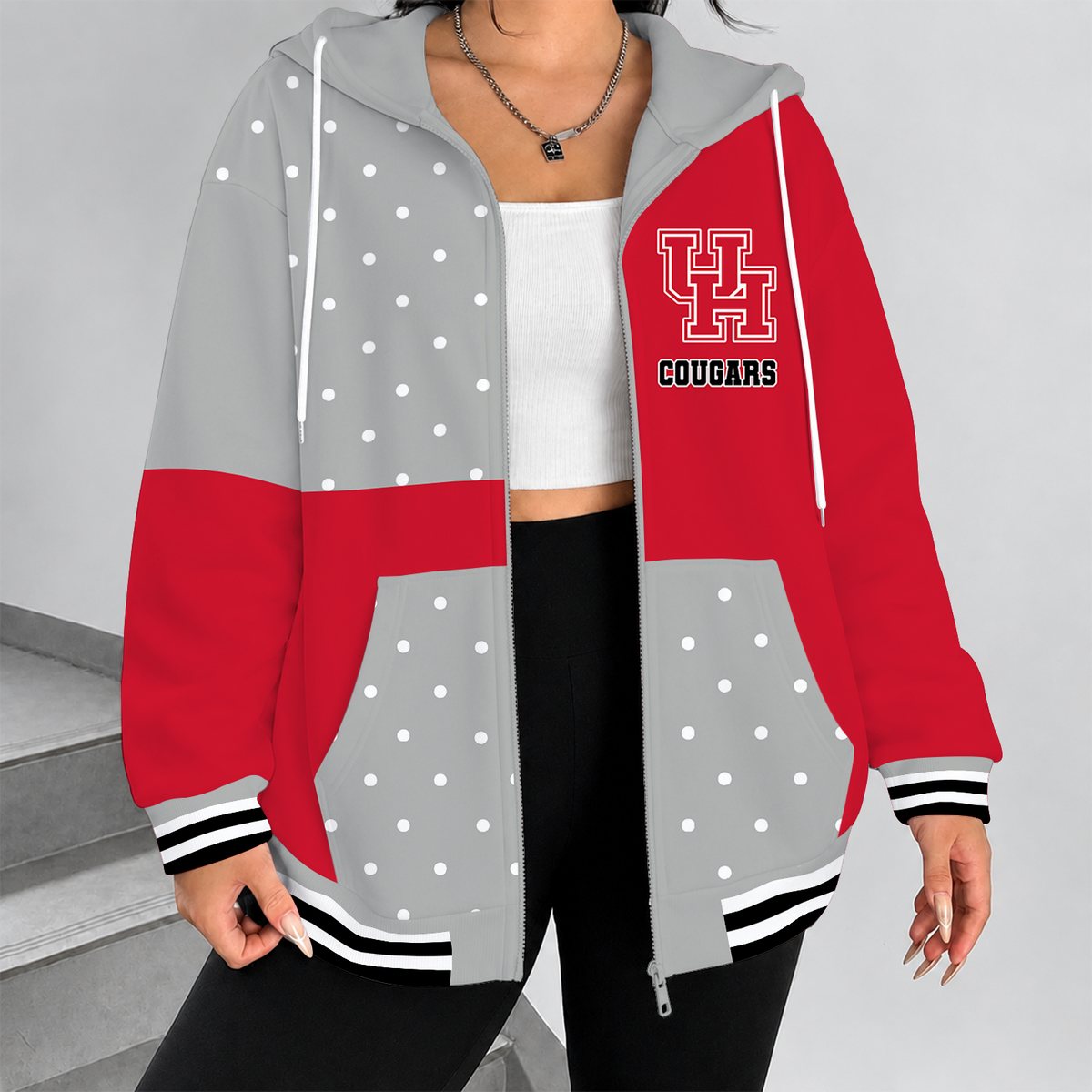 [FAN FAVORITE] NEW CUSTOMIZED NCAA MAM26 HOC HOUSTON COUGARS STRAPPY ZIP HOODIE