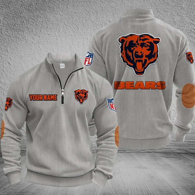 [SPECIAL OFFER] NEW CUSTOMIZED NFL26 CCB CHICAGO BEARS MULTICOLOR STRIPED QUATER ZIP SWEATSHIRT