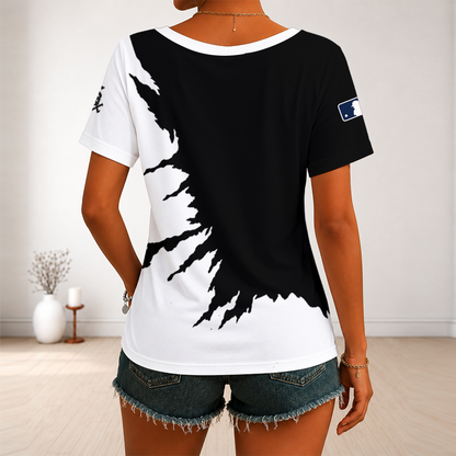 [FLASH SALE] NEW CUSTOMIZED MLB26 CWS CHICAGO WHITE SOX V-NECK FEMALE SHIRT