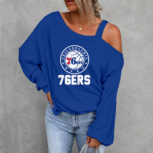[HOT DEAL] NEW CUSTOMIZED NBA26 P76 PHILADELPHIA 76ERS DROP SHOULDER SWEATSHIRT