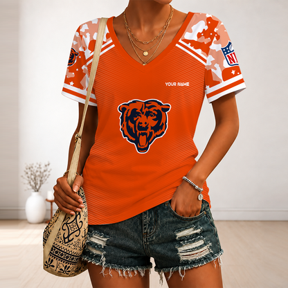 [SPECIAL OFFER] NEW CUSTOMIZED NFL26 CCB CHICAGO BEARS V-NECK FEMALE SHIRT