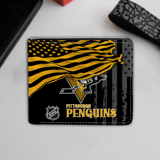 [SUPER SALE ] NEW CUSTOMIZED NHL26 PBP PITTSBURGH PENGUINS LEATHER WALLET