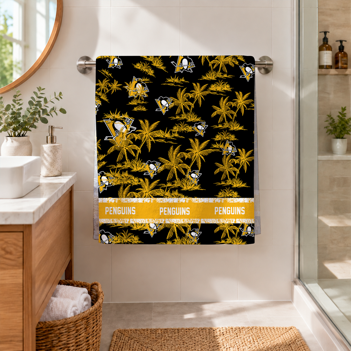 LIMITED  EDITION - NEW CUSTOMIZED NHL26 PBP PITTSBURGH PENGUINS BEACH TOWEL