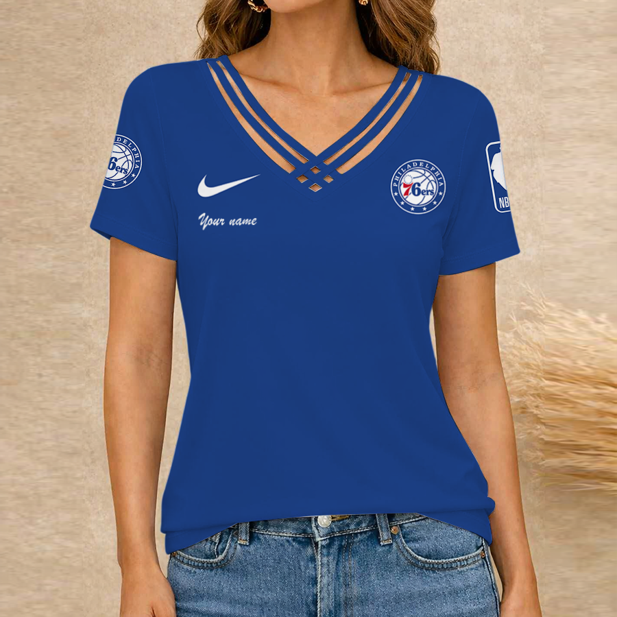 [HOT DEAL] NEW CUSTOMIZED NBA26 P76 PHILADELPHIA 76ERS V-NECK SHIRT