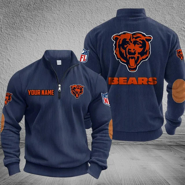 [SPECIAL OFFER] NEW CUSTOMIZED NFL26 CCB CHICAGO BEARS MULTICOLOR STRIPED QUATER ZIP SWEATSHIRT