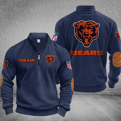 [SPECIAL OFFER] NEW CUSTOMIZED NFL26 CCB CHICAGO BEARS MULTICOLOR STRIPED QUATER ZIP SWEATSHIRT