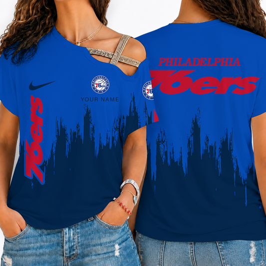 [HOT DEAL] NEW CUSTOMIZED NBA26 P76 PHILADELPHIA 76ERS SHOULDER SHIRT