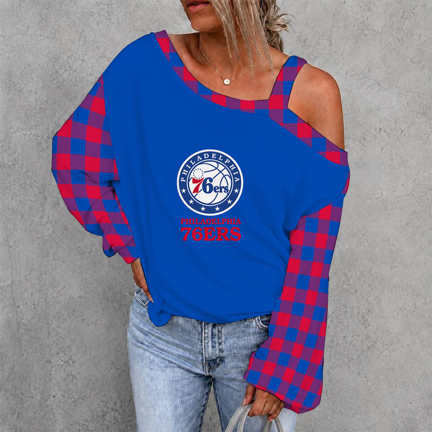 [HOT DEAL] NEW CUSTOMIZED NBA26 P76 PHILADELPHIA 76ERS DROP SHOULDER SWEATSHIRT