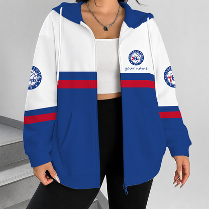 [HOT DEAL] NEW CUSTOMIZED NBA26 P76 PHILADELPHIA 76ERS ZIP HOODIE