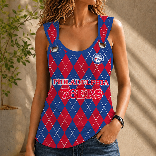 [HOT DEAL] NEW CUSTOMIZED NBA26 P76 PHILADELPHIA 76ERS O-RING SHOULDER TANK TOP