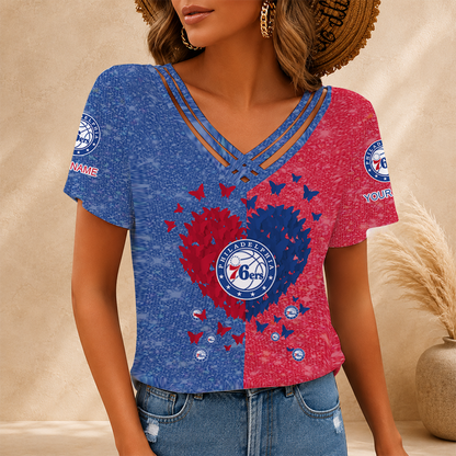[HOT DEAL] NEW CUSTOMIZED NBA26 P76 PHILADELPHIA 76ERS V-NECK SHIRT