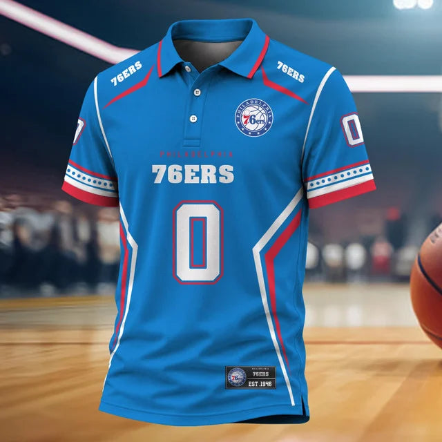 [HOT DEAL] NEW CUSTOMIZED NBA26 P76 PHILADELPHIA 76ERS POLO SHIRT