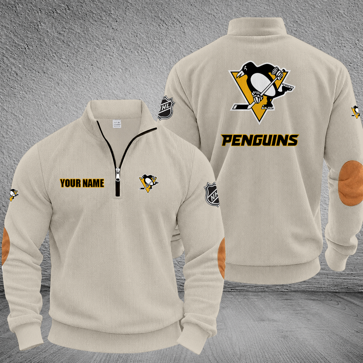 [SUPER SALE] NEW CUSTOMIZED NHL26 PBP PITTSBURGH PENGUINS MULTICOLOR STRIPED QUATER ZIP SWEATSHIRT
