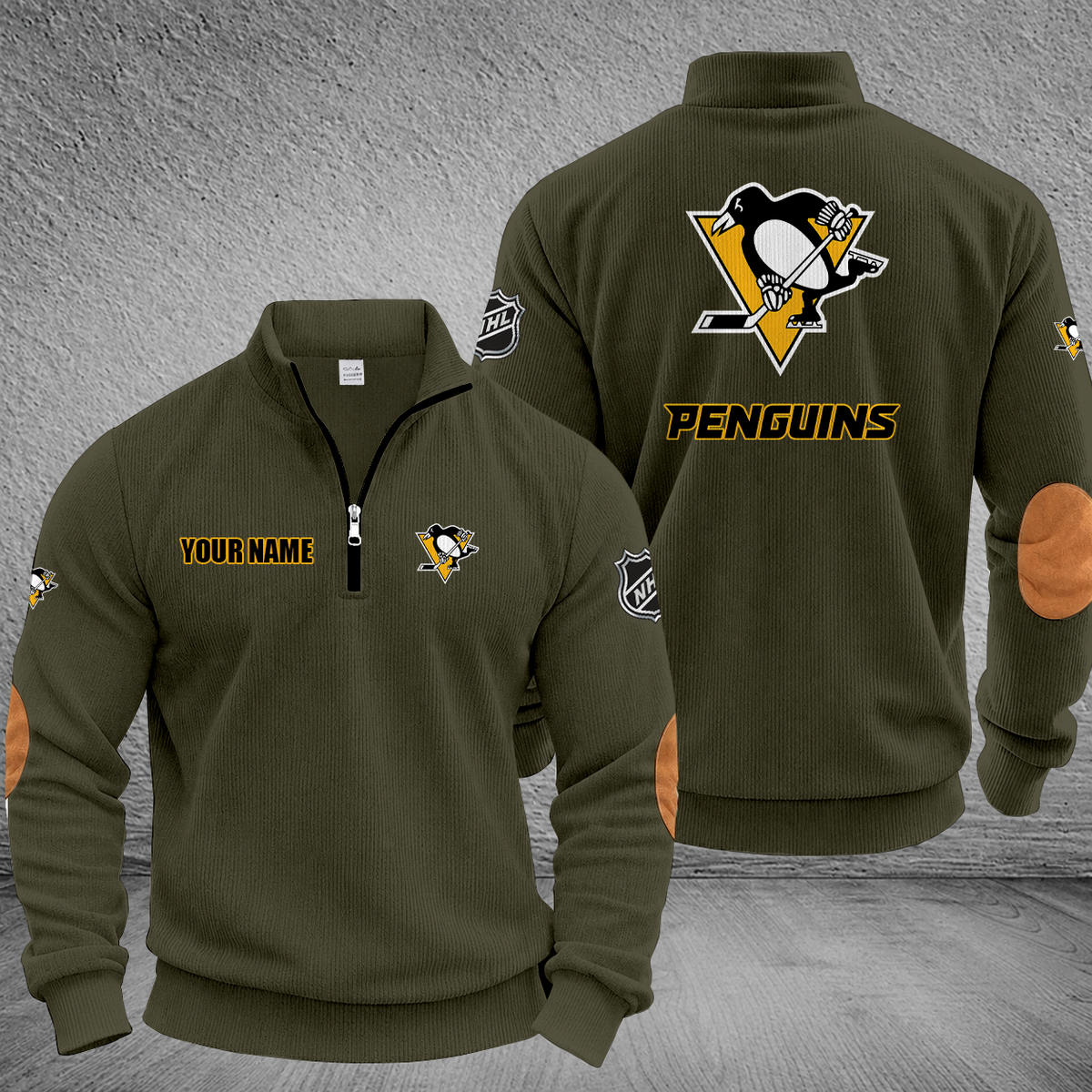 [SUPER SALE] NEW CUSTOMIZED NHL26 PBP PITTSBURGH PENGUINS MULTICOLOR STRIPED QUATER ZIP SWEATSHIRT