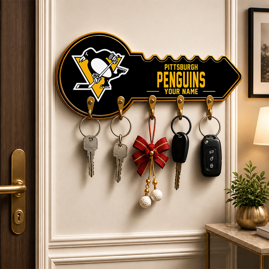 [SUPER SALE] NEW CUSTOMIZED NHL26 PBP PITTSBURGH PENGUINS WALL KEY HOLDER FOR HOME