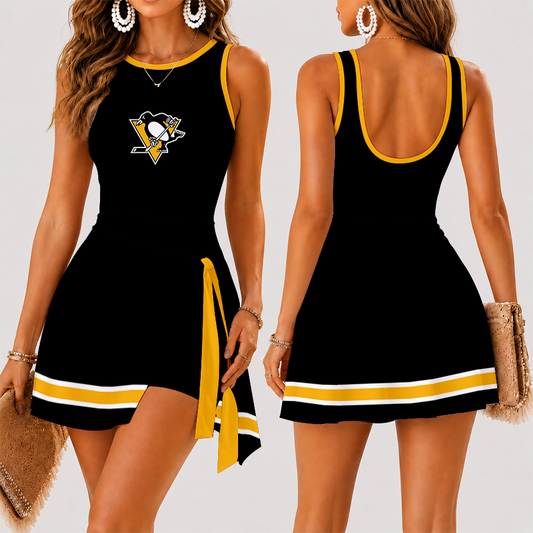 [SUPER SALE] NEW CUSTOMIZED NHL26 PBP PITTSBURGH PENGUINS WOMEN'S SUMMER SKORT DRESS