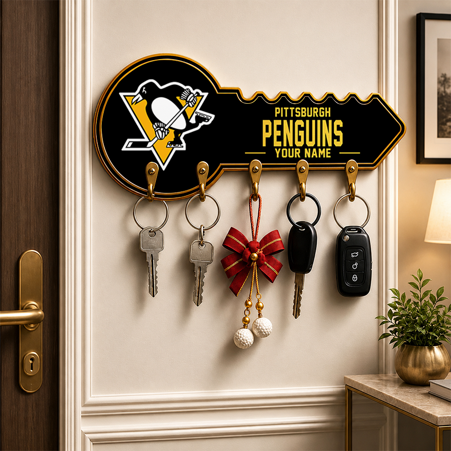 [SUPER SALE] NEW CUSTOMIZED NHL26 PBP PITTSBURGH PENGUINS WALL KEY HOLDER FOR HOME