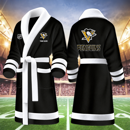 [SUPER SALE] NEW CUSTOMIZED NHL26 PBP PITTSBURGH PENGUINS MULTICOLOR FLEECE BATHROBE