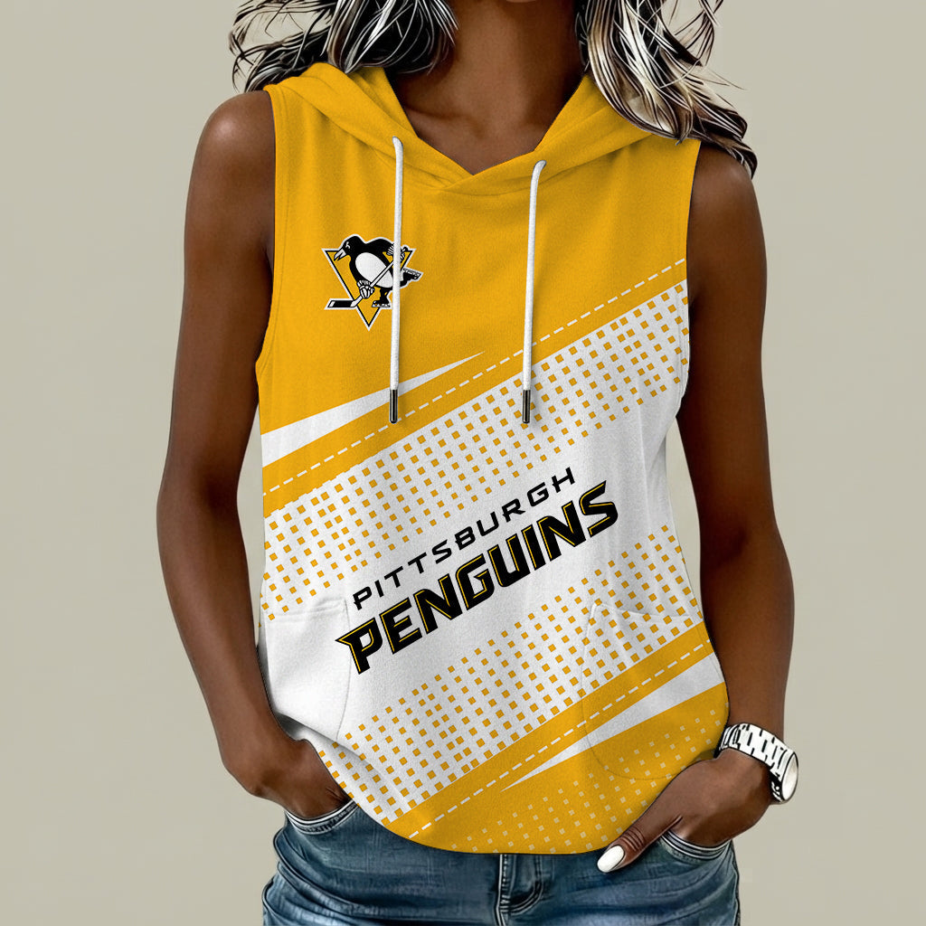 [SUPER SALE] NEW CUSTOMIZED NHL26 PBP PITTSBURGH PENGUINS WOMEN'S SLEEVELESS HOODED POCKET TANK TOP
