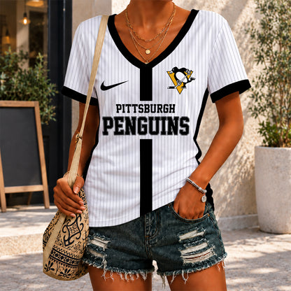[SUPER SALE] NEW CUSTOMIZED NHL26 PBP PITTSBURGH PENGUINS V-NECK FEMALE SHIRT