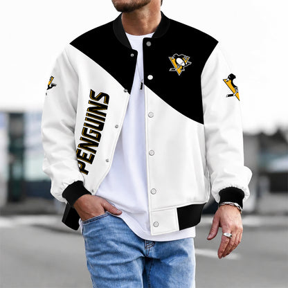 [SUPER SALE] NEW CUSTOMIZED NHL26 PBP PITTSBURGH PENGUINS SATIN VARSITY JACKET & BASEBALL JACKET