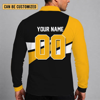 [SUPER SALE] NEW CUSTOMIZED NHL26 PBP PITTSBURGH PENGUINS MEN LONG SLEEVE POLO