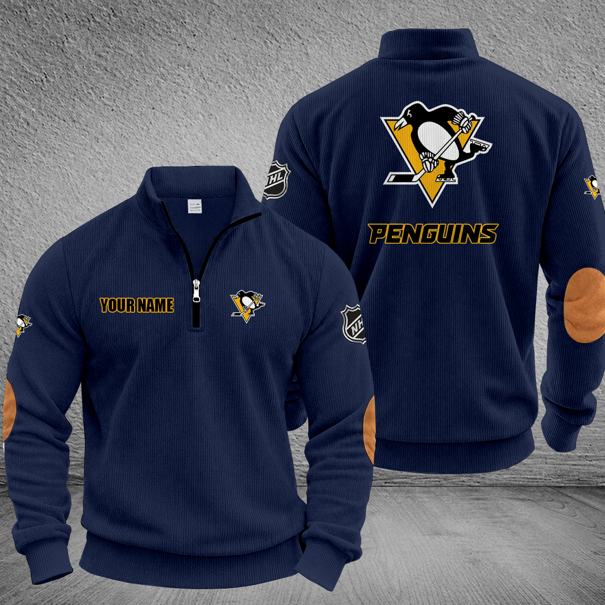 [SUPER SALE] NEW CUSTOMIZED NHL26 PBP PITTSBURGH PENGUINS MULTICOLOR STRIPED QUATER ZIP SWEATSHIRT