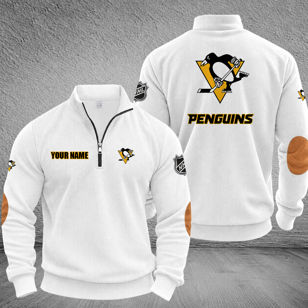 [SUPER SALE] NEW CUSTOMIZED NHL26 PBP PITTSBURGH PENGUINS MULTICOLOR STRIPED QUATER ZIP SWEATSHIRT